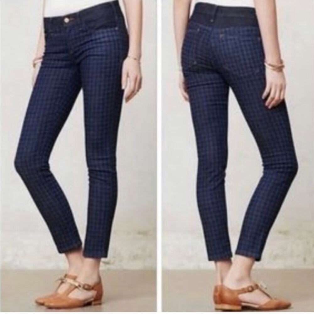 ANTHROPOLOGIE Pilcro Serif Houndstooth Skinny Jeans Size 29